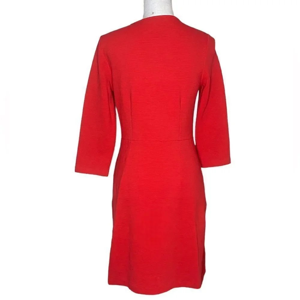 Boden Bronte Ottoman Fire Red Semi Fitted Shift Midi Dress Women's Size 6R